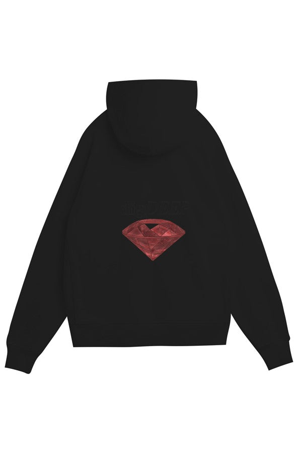 WHO CAN FIND IT? DIG DEEP-RUBY Heavy Organic French Terry Hood EMBROIDERED (Unisex)